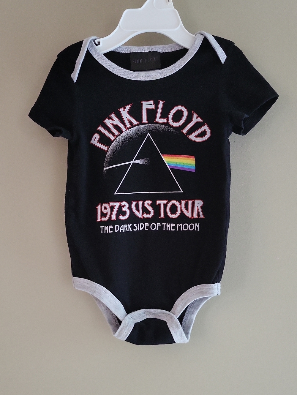 Pink Floyd black onesie/ bodysuit with prism rainbow graphic